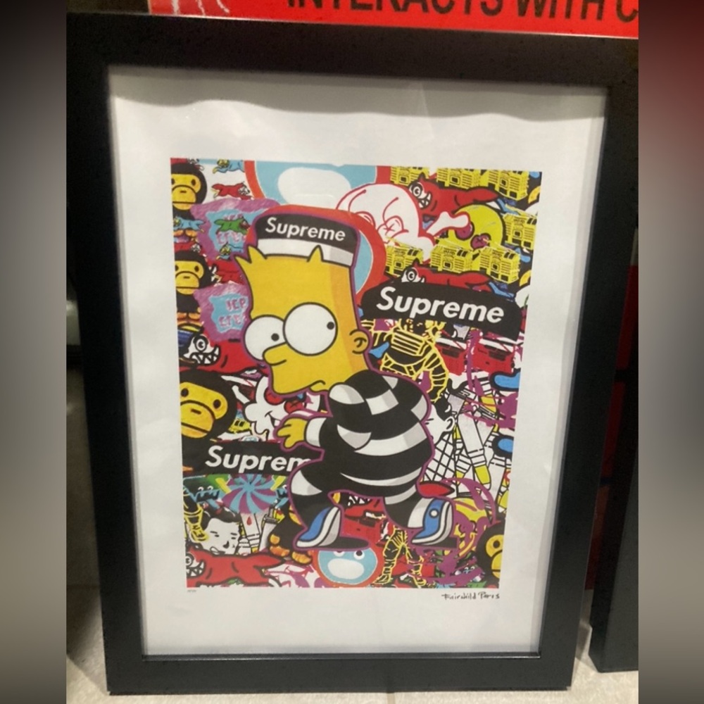 Supreme x Simpsons Fairchild Paris 14 x 18 Framed Print 291/300 Rare!